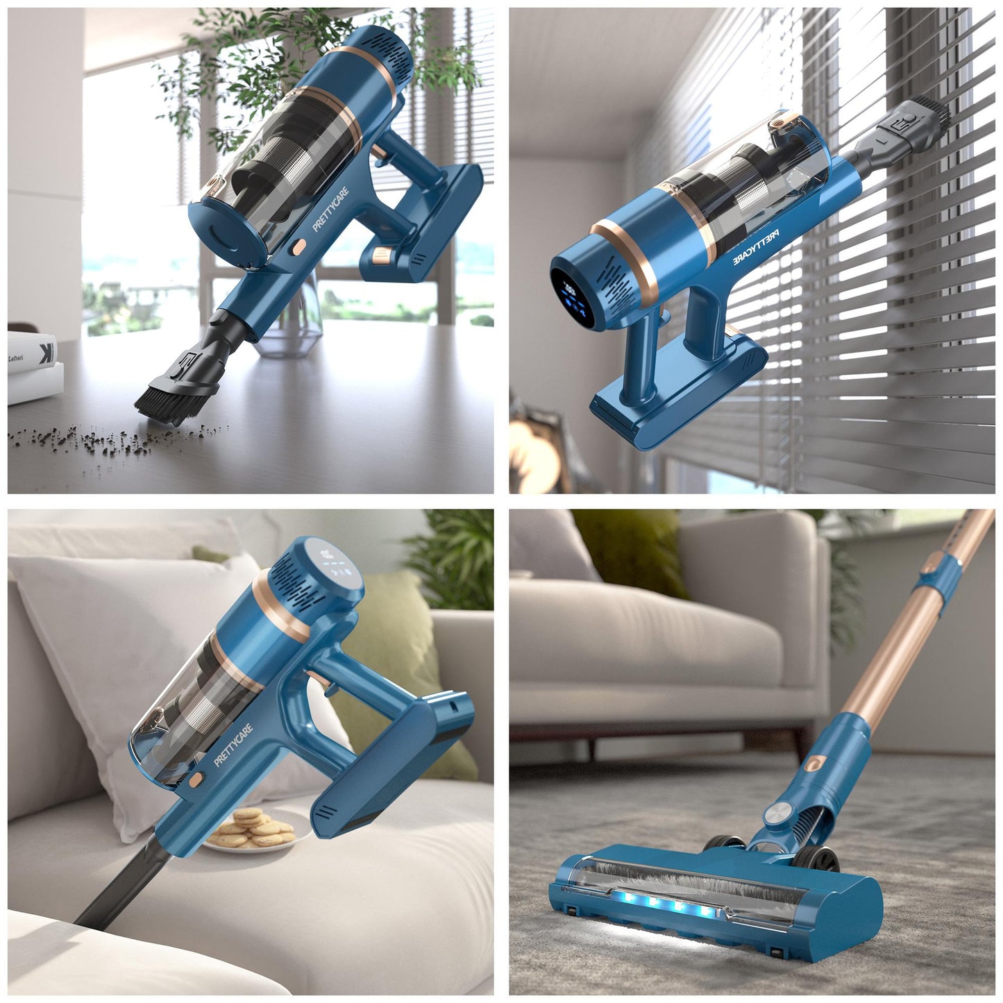 APOSEN Akku-Hand-und Stielstaubsauger Stielstaubsauger P2, 28Kpa, Echtzeit-Leistungsanzeige, 210,00 W, Beutellos, Bürstenloser 210-W-Motor mit 70.000 U/min, doppelte Zyklonfilterung