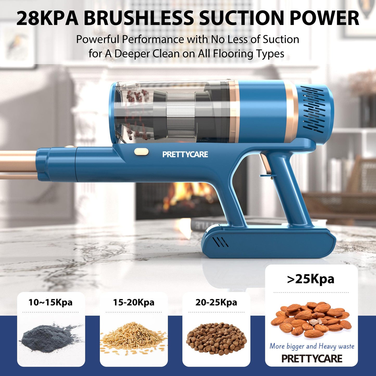 APOSEN Akku-Hand-und Stielstaubsauger Stielstaubsauger P2, 28Kpa, Echtzeit-Leistungsanzeige, 210,00 W, Beutellos, Bürstenloser 210-W-Motor mit 70.000 U/min, doppelte Zyklonfilterung
