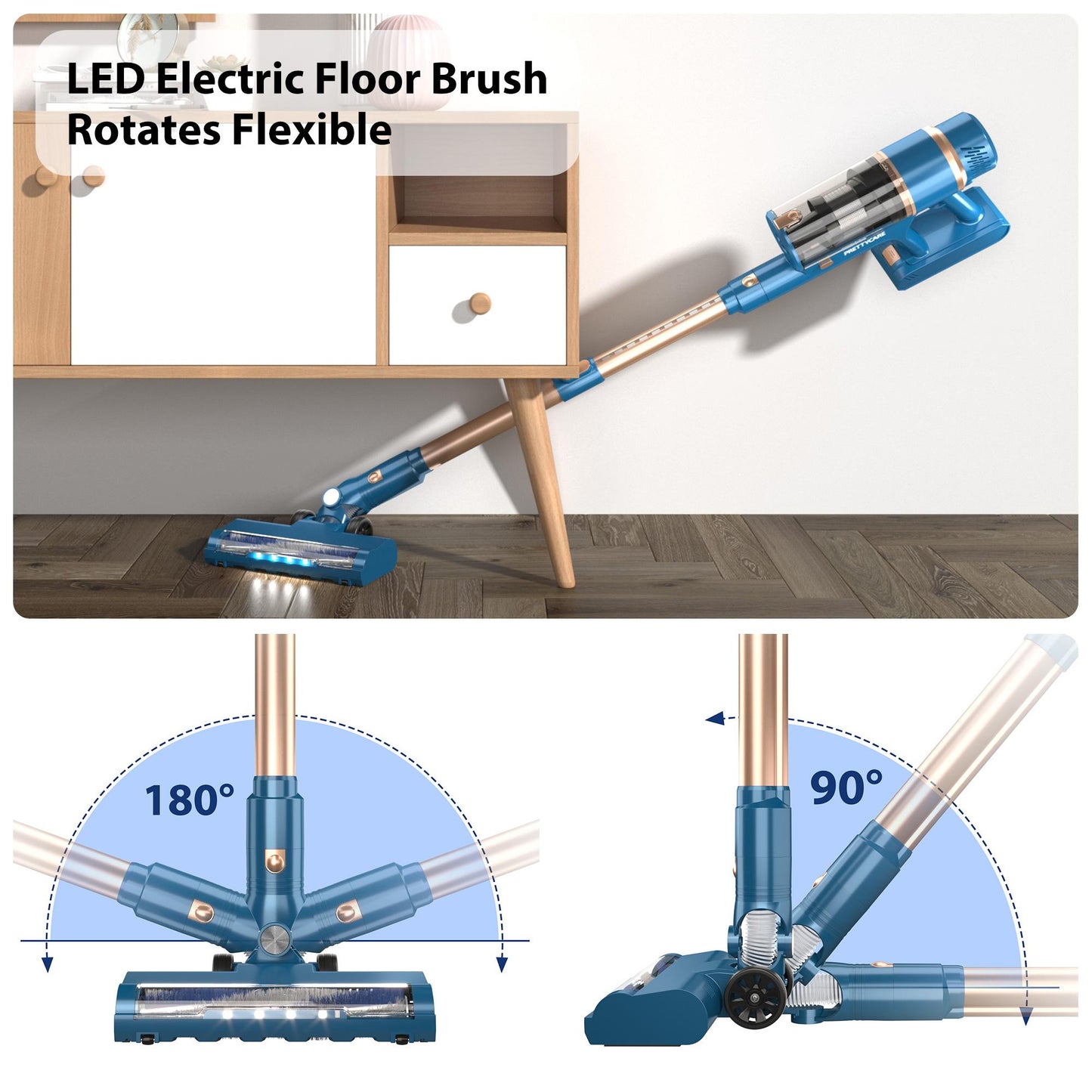APOSEN Akku-Hand-und Stielstaubsauger Stielstaubsauger P2, 28Kpa, Echtzeit-Leistungsanzeige, 210,00 W, Beutellos, Bürstenloser 210-W-Motor mit 70.000 U/min, doppelte Zyklonfilterung