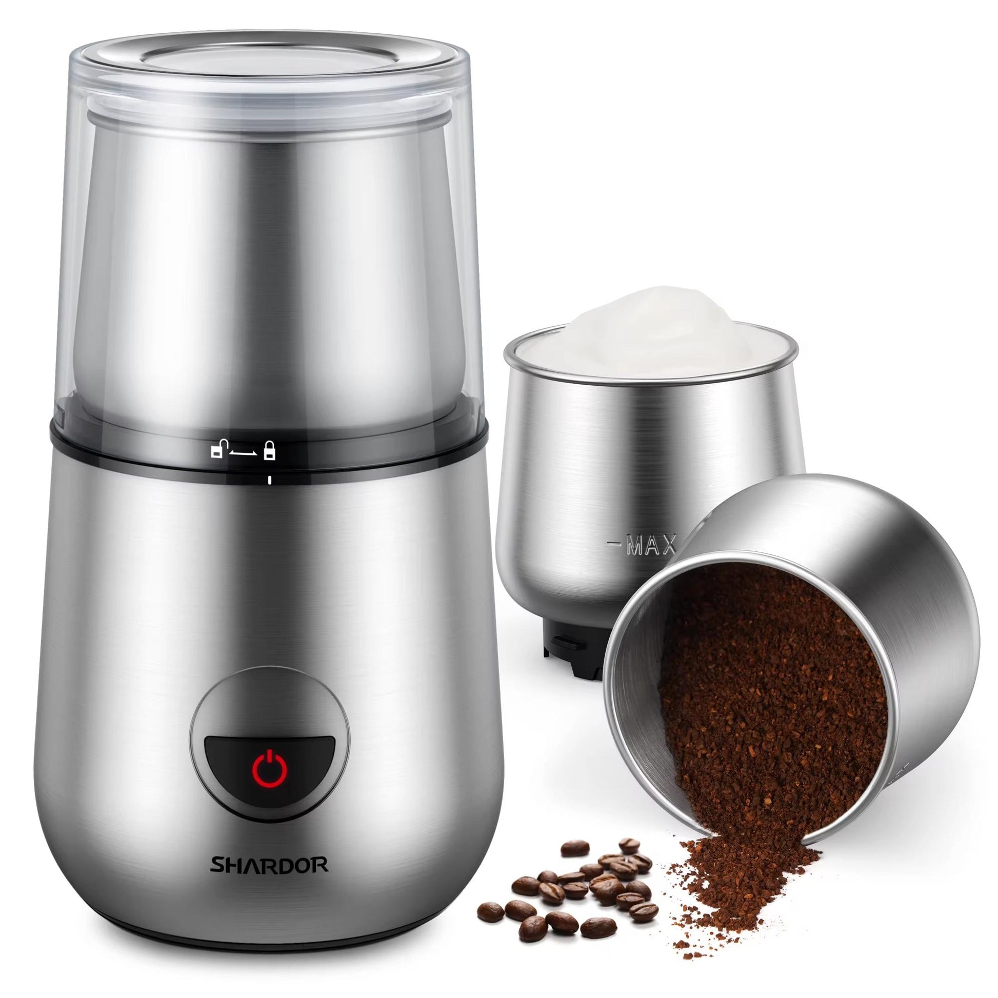 Shardor SP7433: 150 Watt elektrische Kaffeemühle für Präzisionsmahlung. | Blue Chilli Electronics.