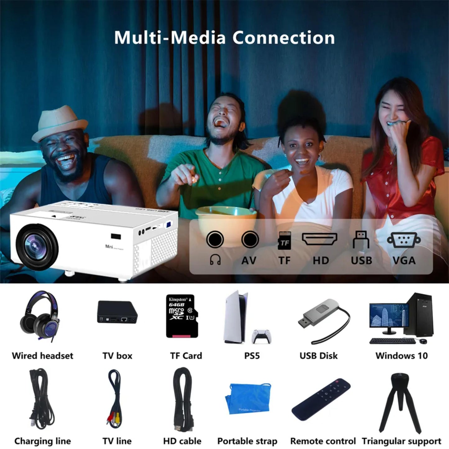 Transjee M8G HD LED-Projektor mit lebendigem Bildmaterial. | Blue Chilli Electronics.