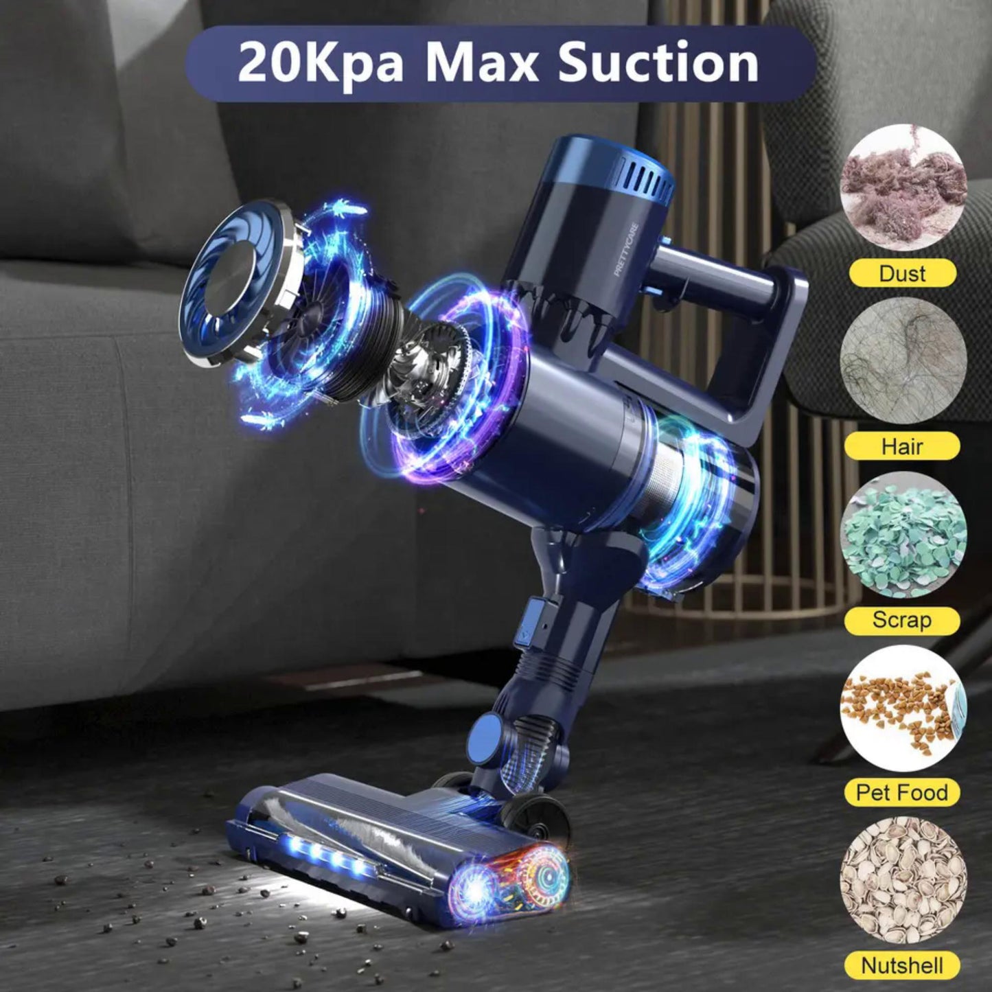 Pretty Care P3 Stick Vacuum Cleaner with 20 kPa Max Suction. | Blue Chilli Electronics.
