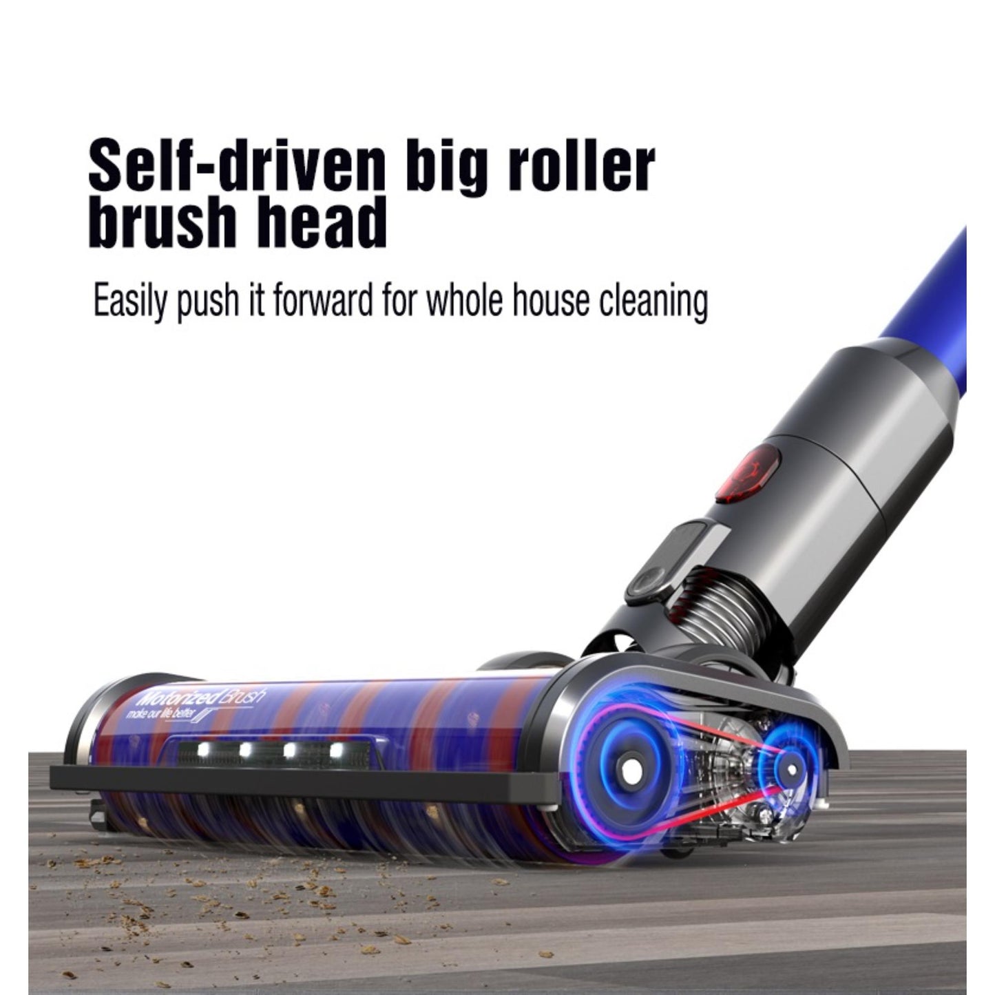 Dibea F20 Stick Vacuum Cleaner with self-driven big roller brush head. | Blue Chilli Electronics.