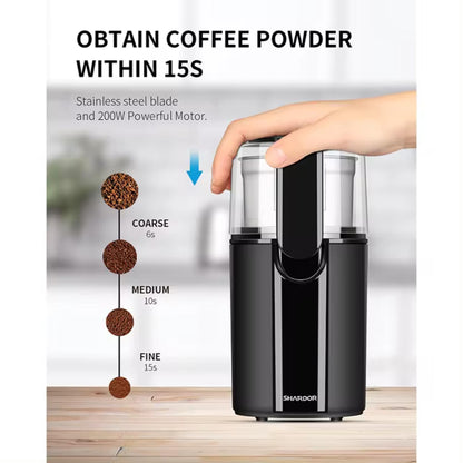 Shardor CG628B Elektrische Kaffeemühle: Vielseitiges 150-W-Mahlwerk für nasse und trockene Zutaten. | Blue Chilli Electronics.