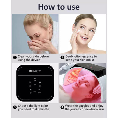 Jiumei A090 PDT LED Light Therapy Machine for Facial Rejuvenation with 7 Colors. | Blue Chilli Electronics.