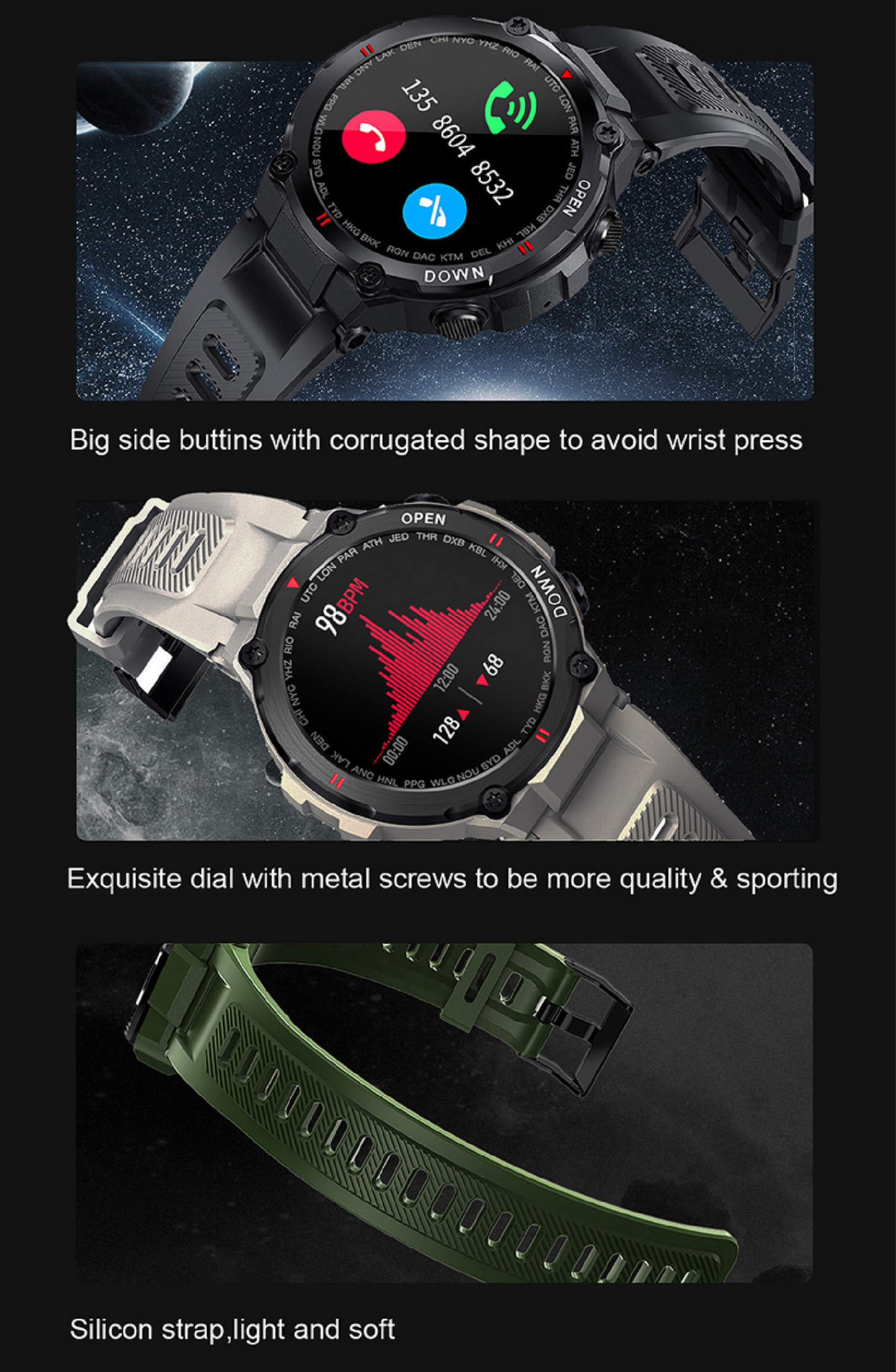 Karen M K22 Smartwatch: Long-lasting power with a high-capacity 400mAh battery. | Blue Chilli Electronics.