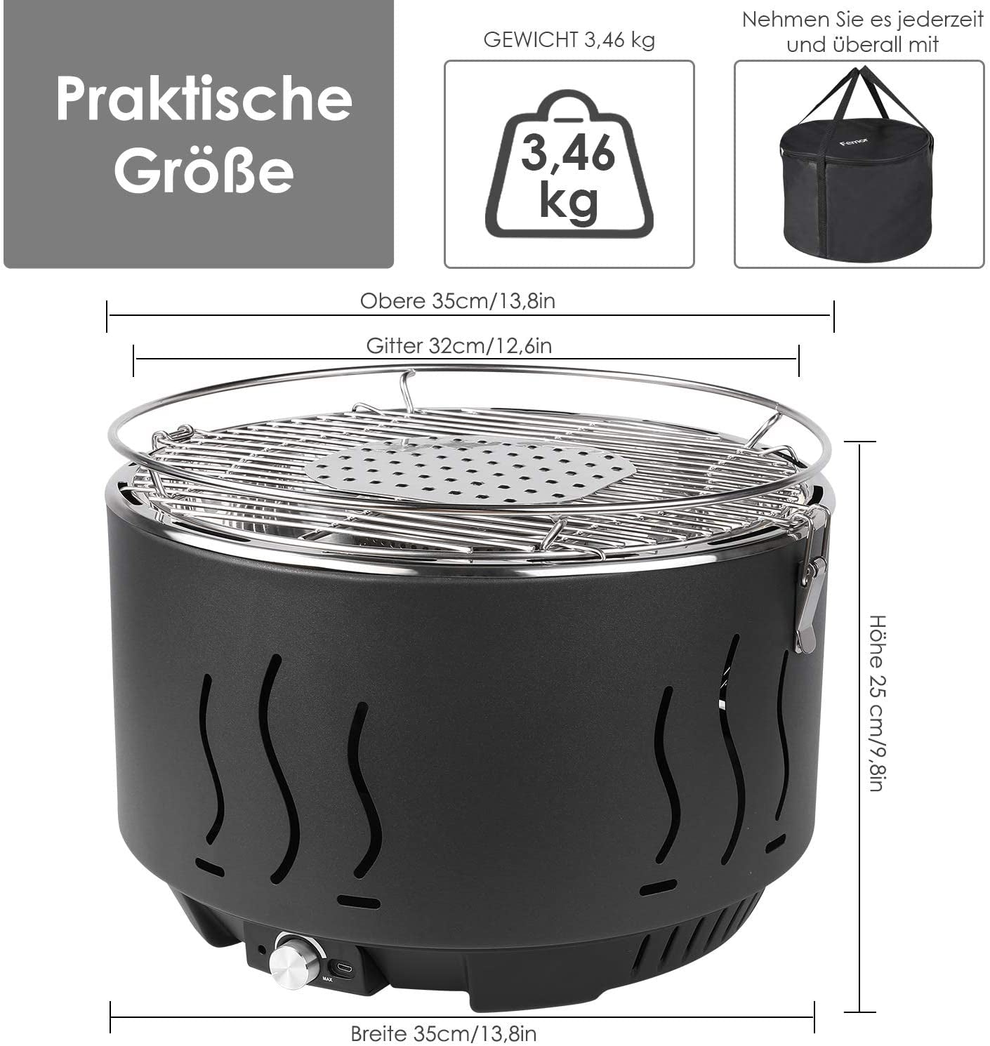 Tischgrill Elektro - Tischgrill Aobosi, Elektro Grill mit Batterie und Akku-betrieben
