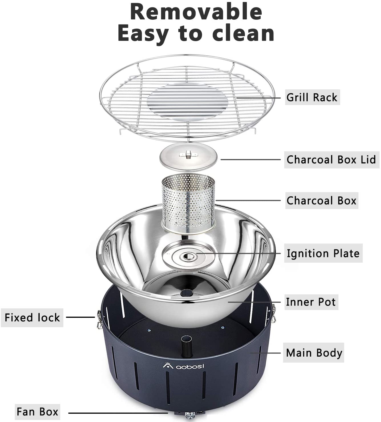 Tischgrill Elektro - Tischgrill Aobosi, Elektro Grill mit Batterie und Akku-betrieben