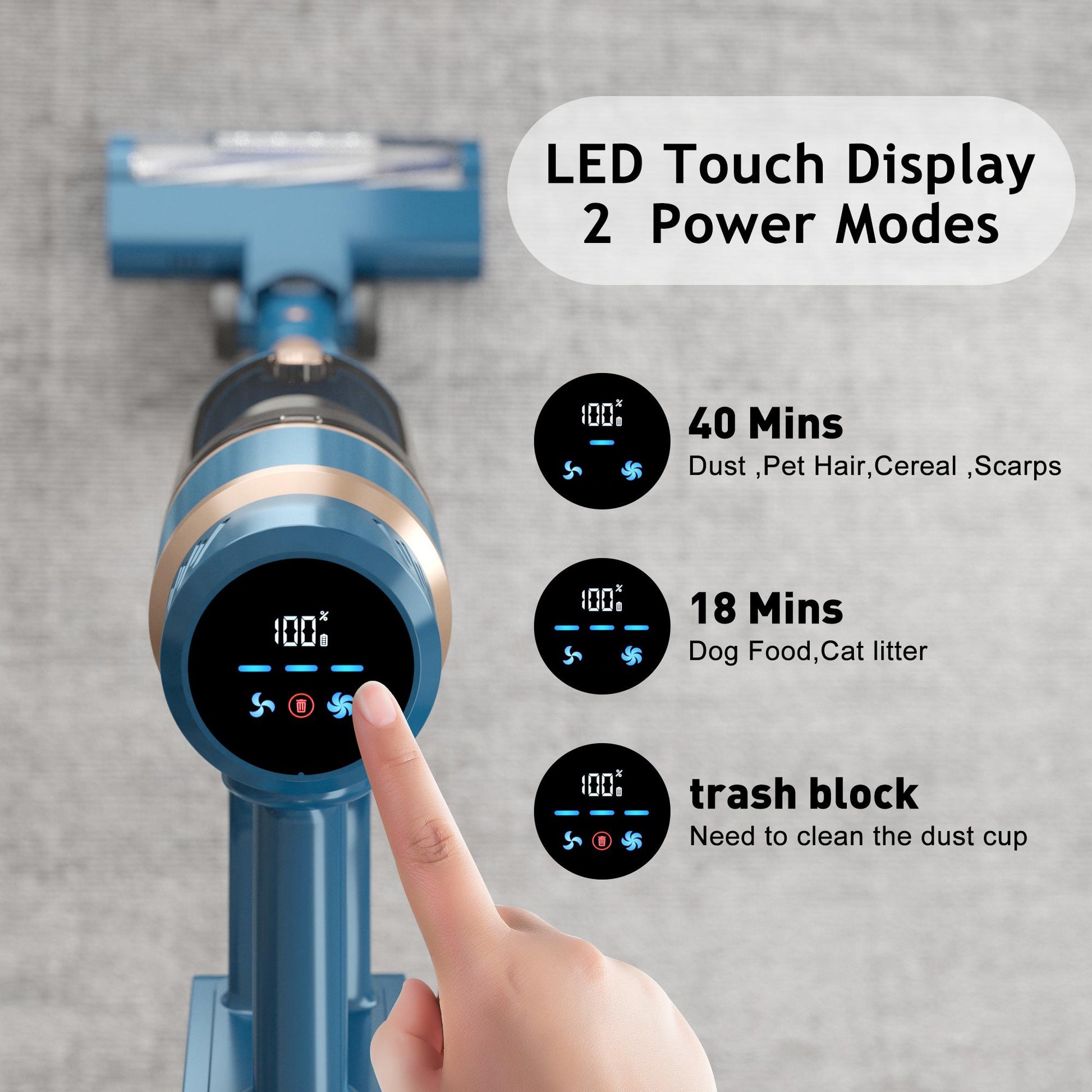 Pretty Care P2 Stick Vacuum Cleaner with LED Touch Display. | Blue Chilli Electronics.