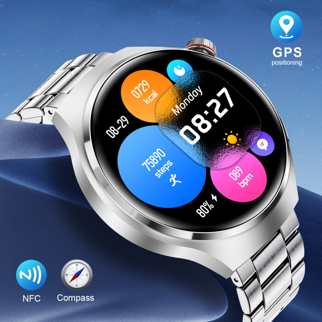 Smartwatch mit GPS-Tracking, NFC-Zahlung, IP68-Wasserschutz, Herzfrequenz- & Schlaftracker