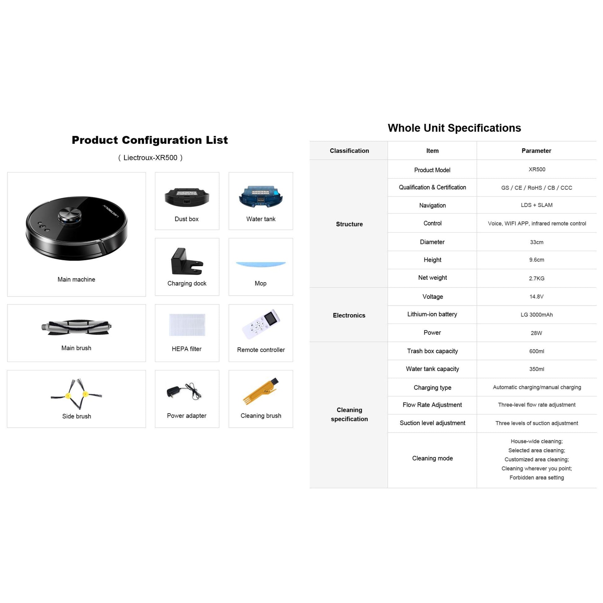 LIECTROUX XR500 - Intelligenter Saugroboter