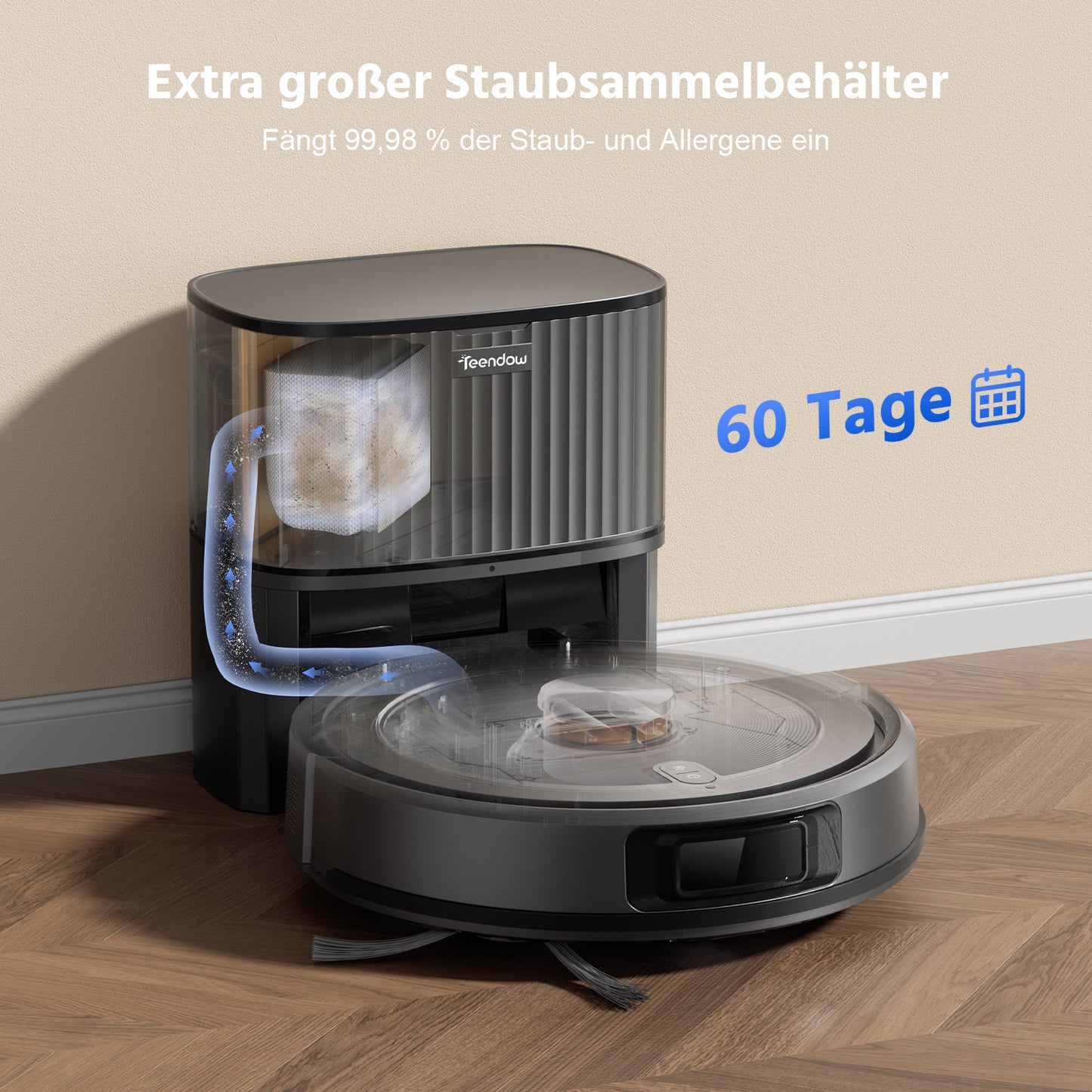 Staubsaugerroboter mit Absaugstation 3000Pa Saugkraft Haustierfreundlich (D10S Max)