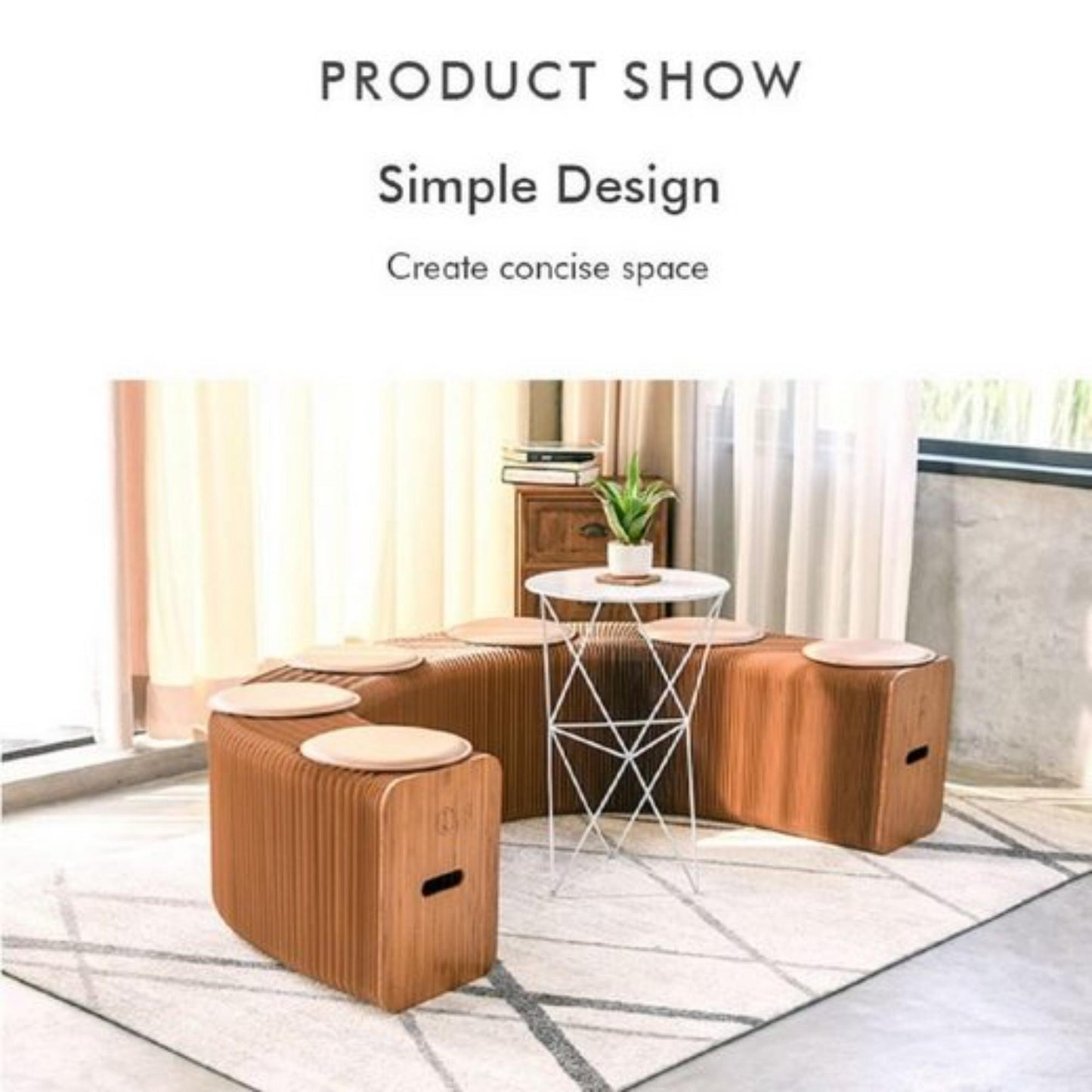 Eco-friendly elegance: Ihpaper 6-Seater Kraft Paper Bench offers sustainable comfort. | Blue Chilli Electronics.