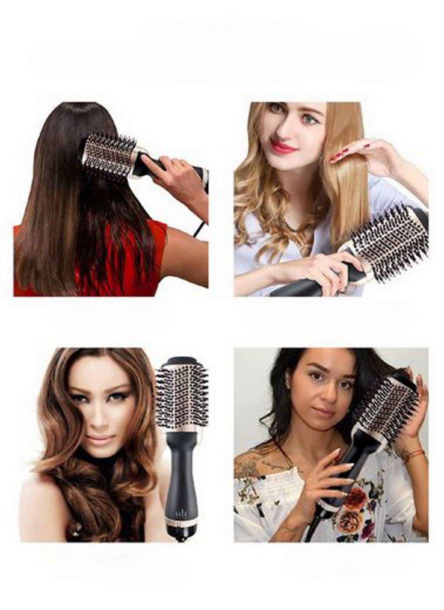 Ulelay SM5250 Professional Hair Dryer and Volume Brush with hot air and negative ions, bristle-free to avoid tangles.