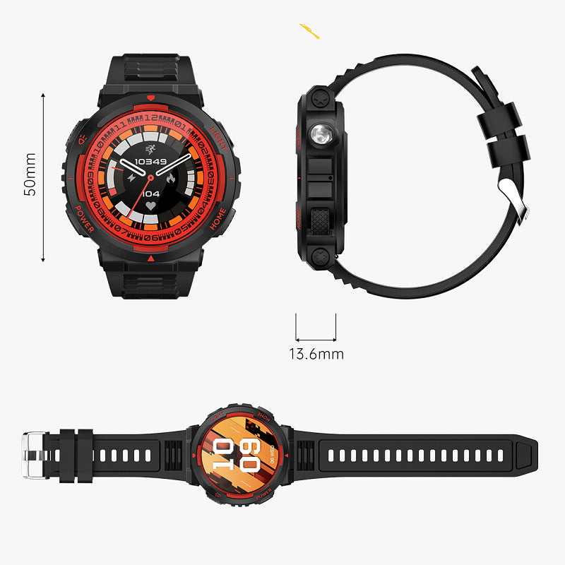 KT75 Outdoor Smartwatch mit Taschenlampe