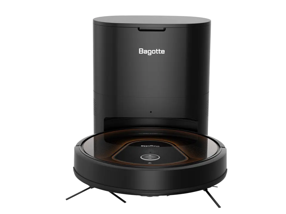 Bagotte Nass-Trocken-Saugroboter BG950MAX 3000 Pa Saugroboter mit selbstentleerendem Mülleimer, 32,00 W, Beutellos, 3200mAh, 150Min, Nass und Trocken, Zufall, Spot, Edge, Dual-Gyroskope