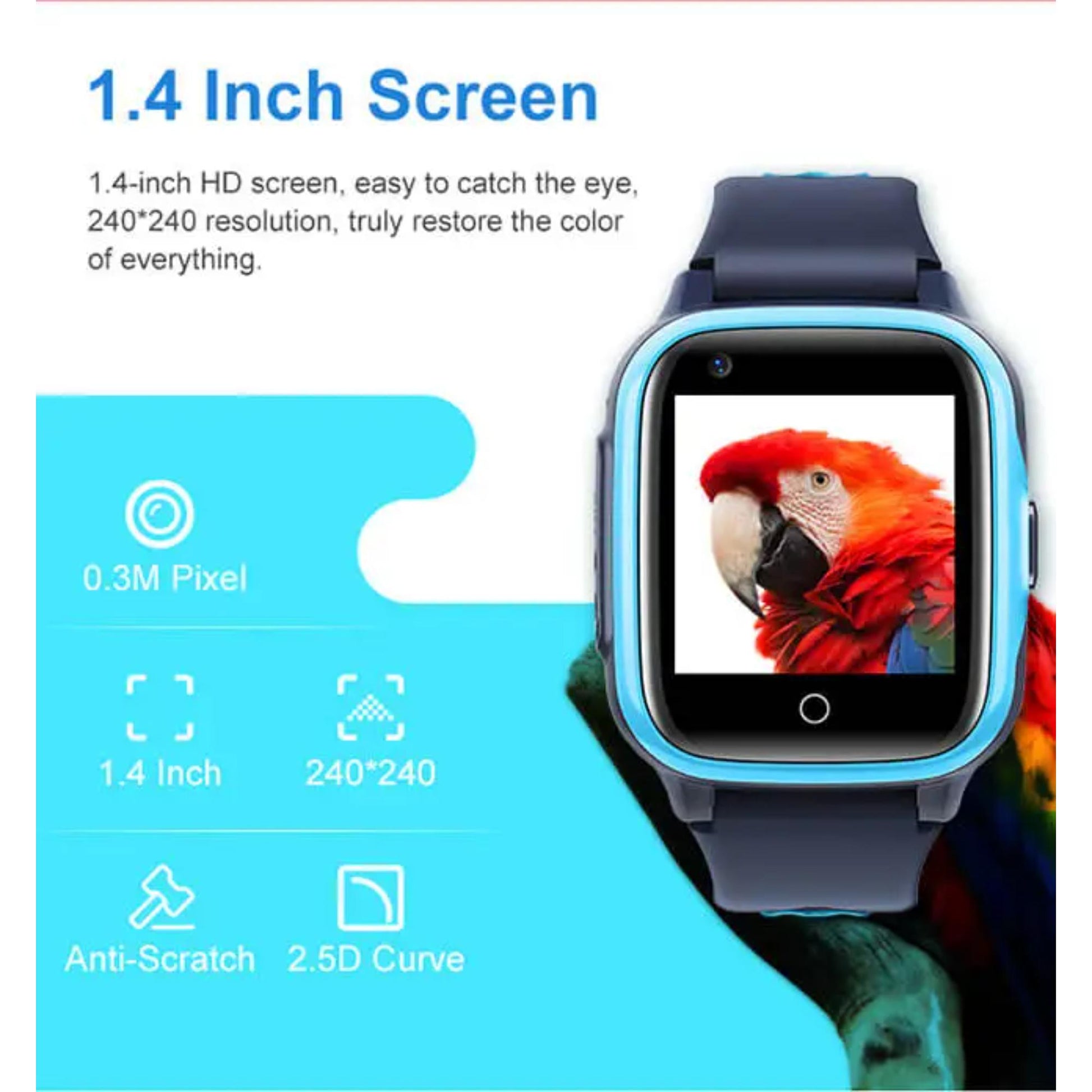 Smartwatch für Kinder - Valdus D31, 1,4-Zoll-TFT-Bildschirm, langlebiger 700mAh-Akku, Echtzeit-GPS-Tracking. | Blue Chilli Electronics.