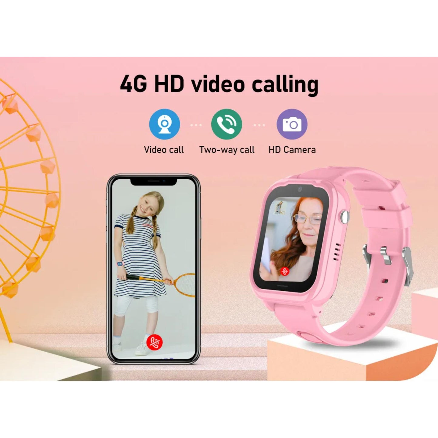 Valdus D38 Kids Smartwatch | 1.6 inch TFT screen, 710mAh, 4G FDD support, SOS, voice, video, text messages, GPS tracking
