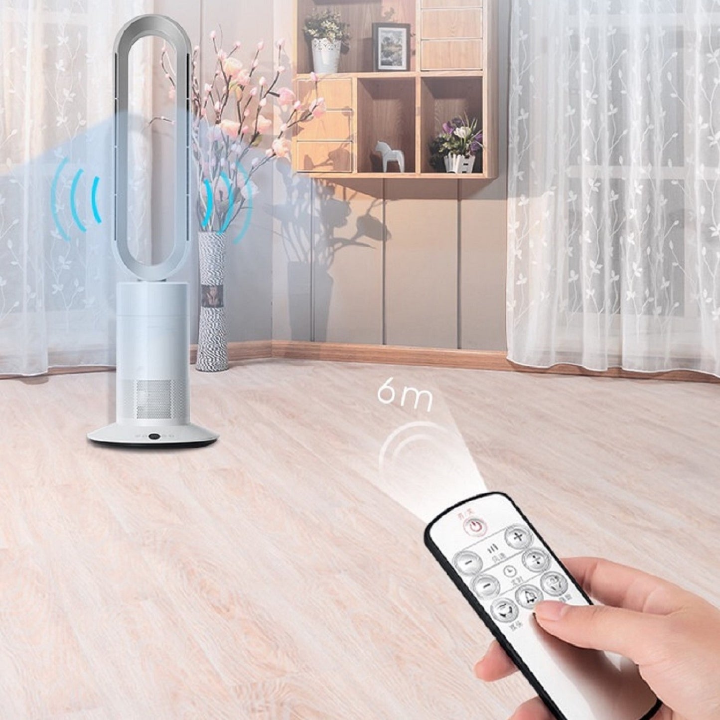 Angelo TP-09 Hot and Coldless Tower Fan | 120° body oscillation, 35W motor, 1950W heating element, 10 cooling and 3 heating levels, with timer 