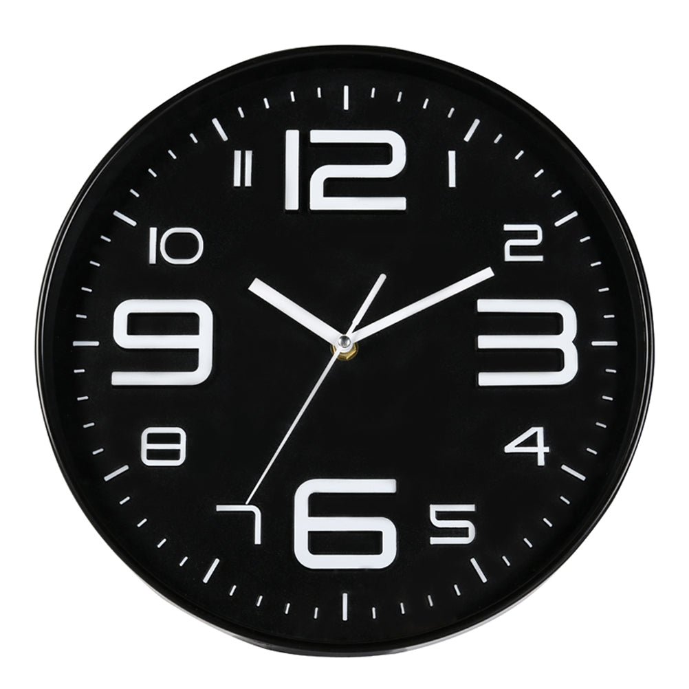 Wanduhr Schwarz Modern - 30,5cm - Quarzuhr Wohnzimmer - Minimalistisches Design