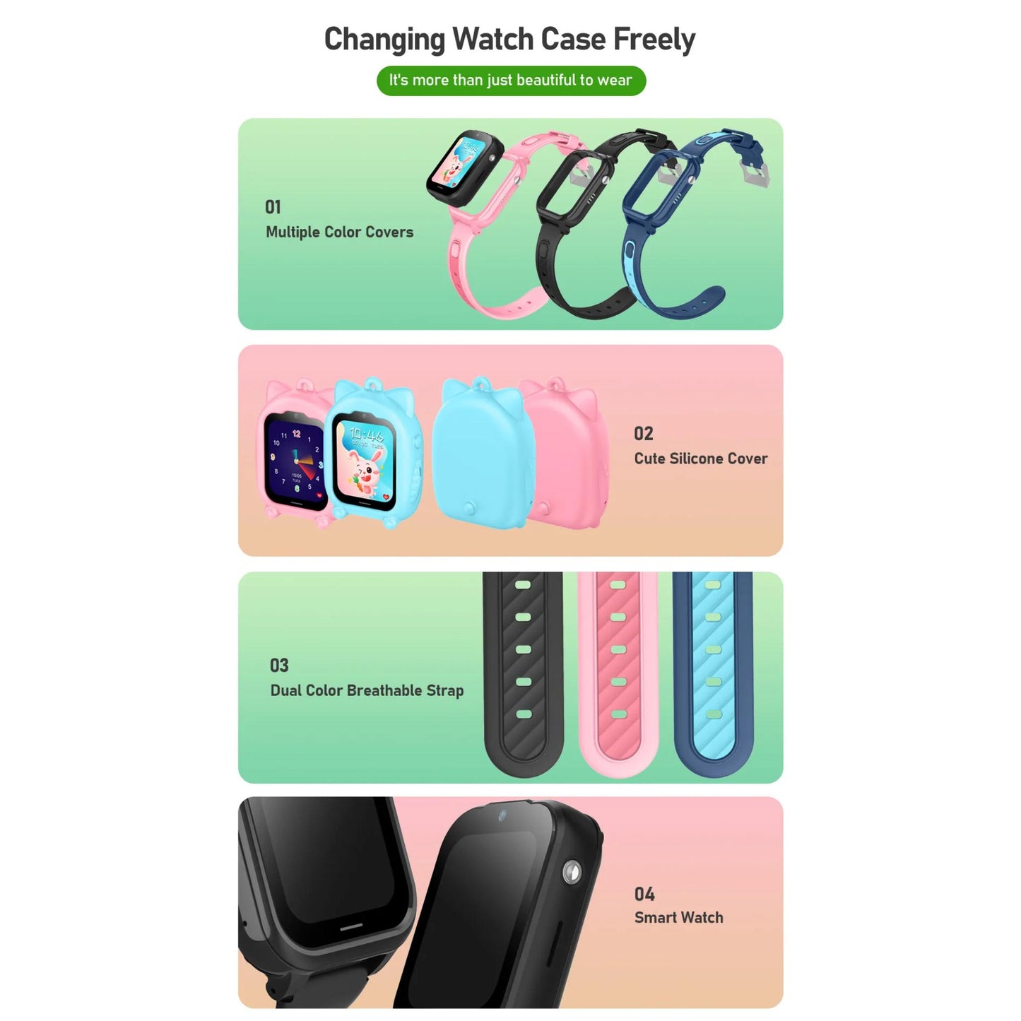Valdus D38 Kids Smartwatch | 1.6 inch TFT screen, 710mAh, 4G FDD support, SOS, voice, video, text messages, GPS tracking