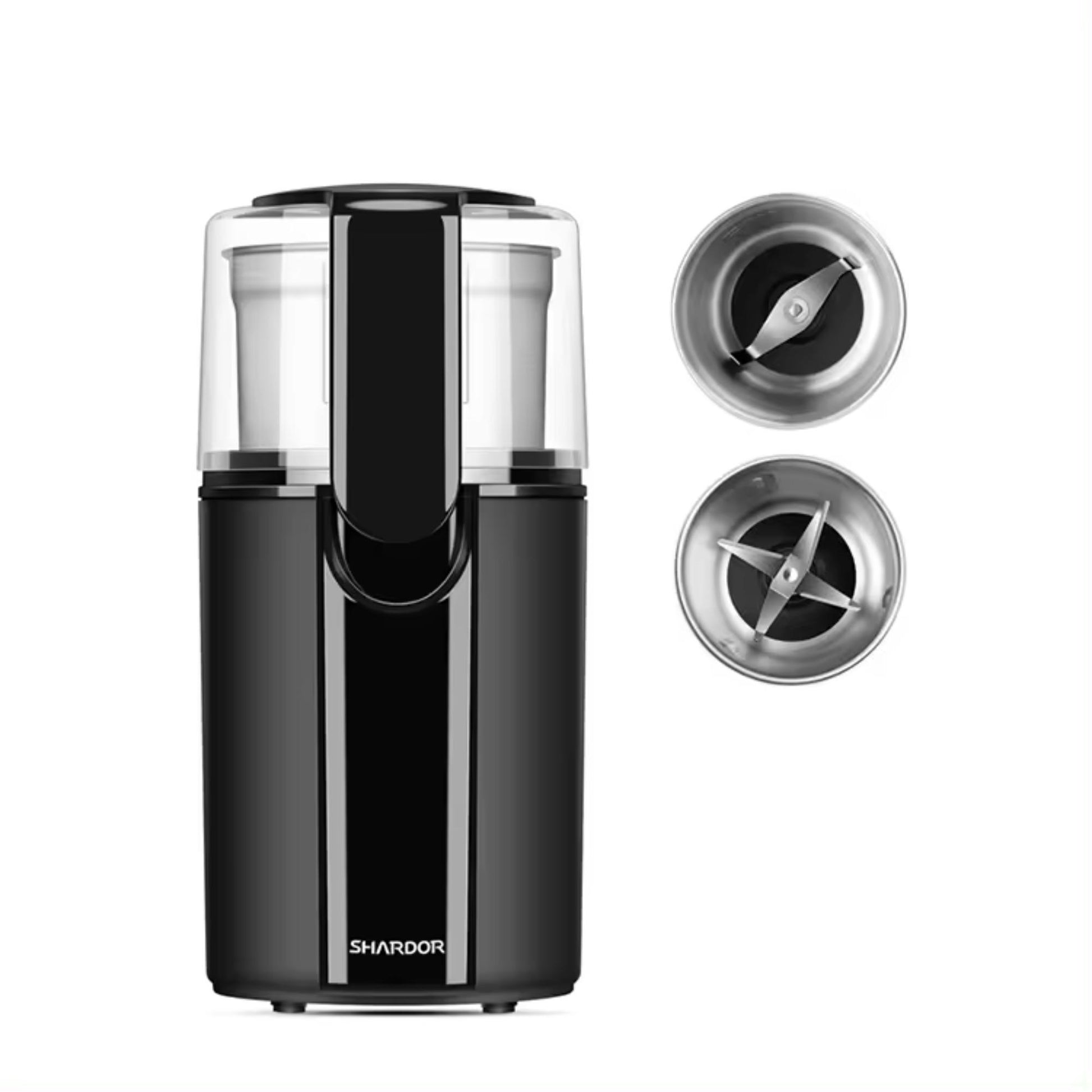 Shardor CG628B Elektrische Kaffeemühle: Vielseitig einsetzbar, 150 W, Klinge aus rostfreiem Stahl, spülmaschinengeeignet. | Blue Chilli Electronics.