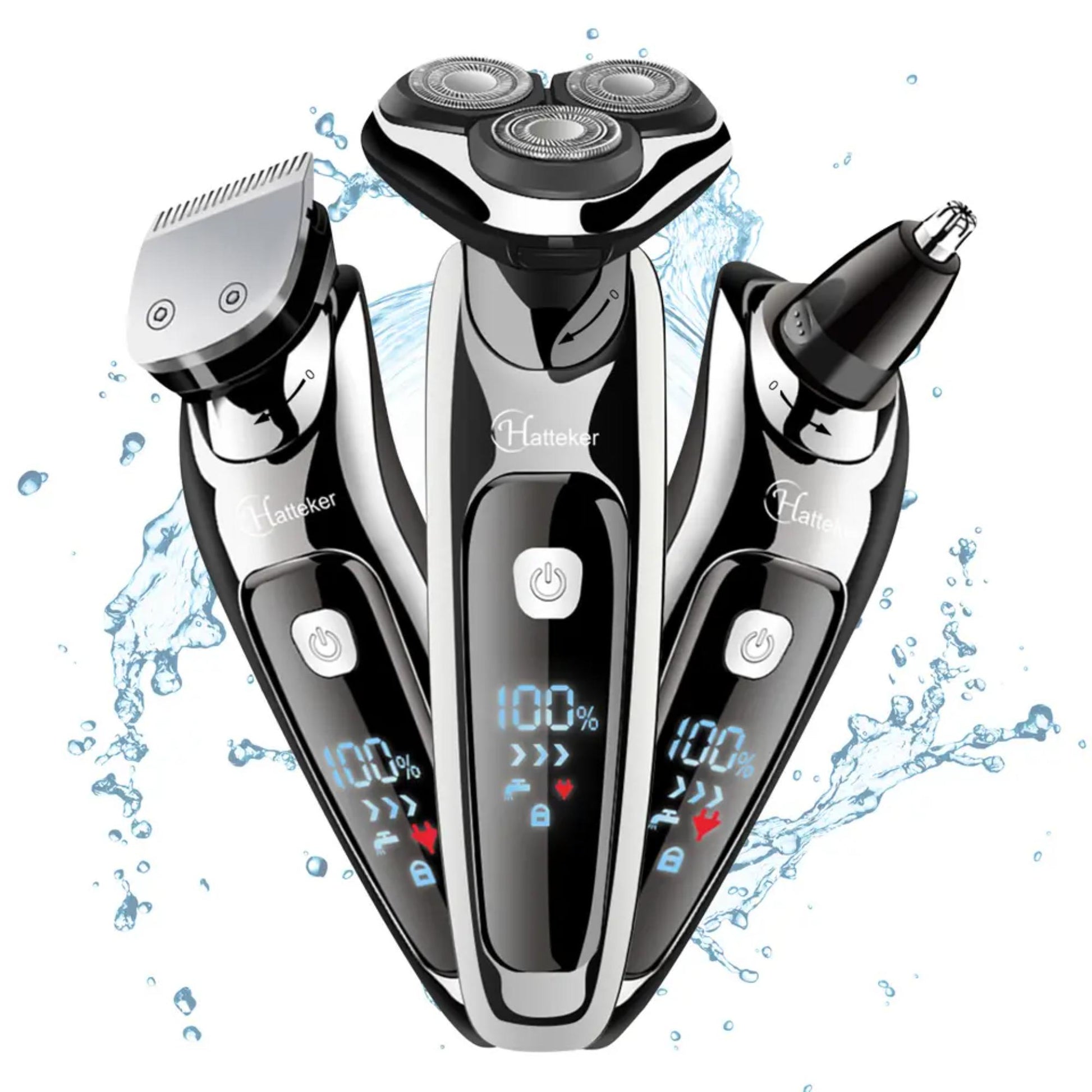 Hattaker HK-965803 Multifunktioneller, wasserdichter 3-in-1 Elektrorasierer: Der ultimative Pflegebegleiter.  | Blue Chilli Electronics.