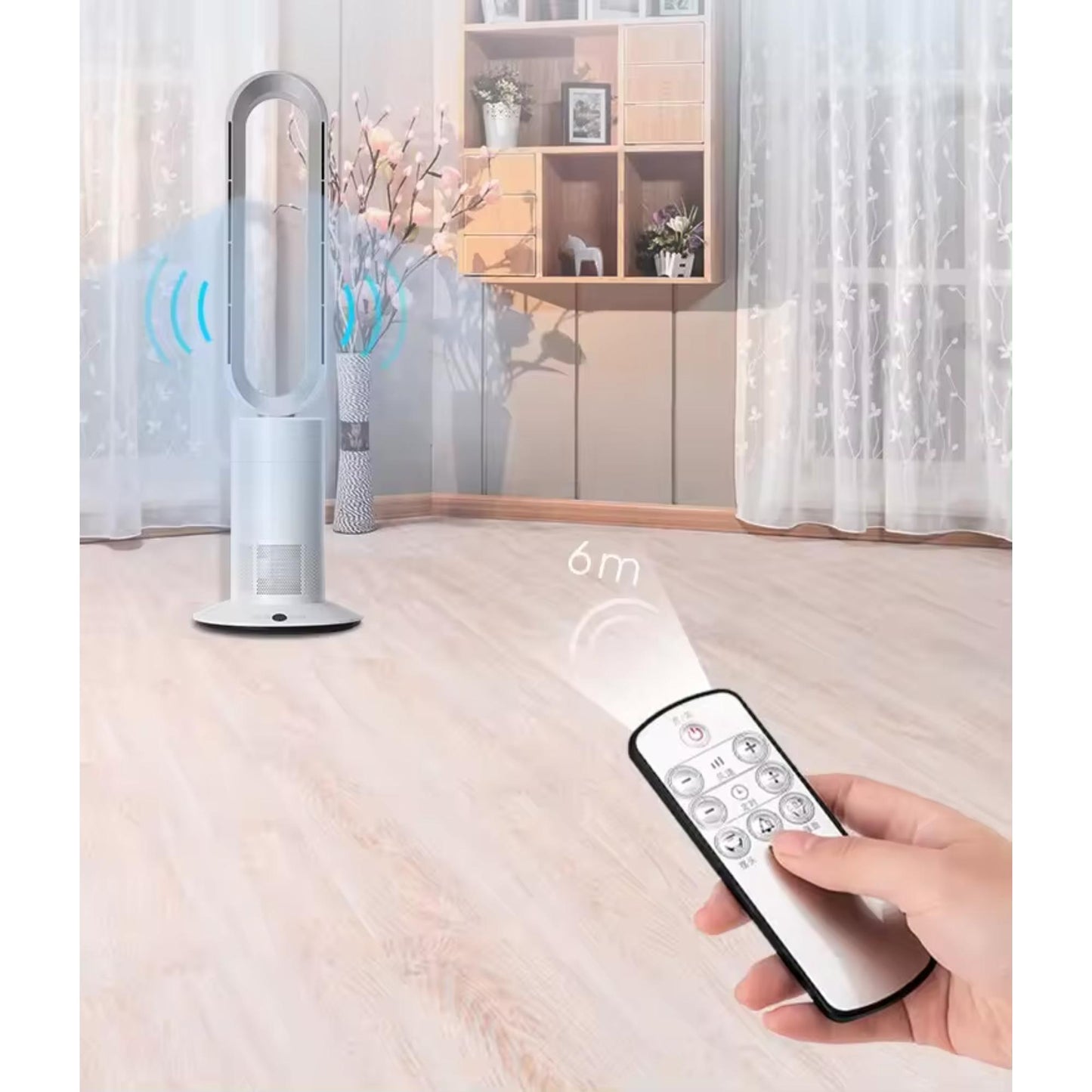 Schaufelloser Turmventilator mit 1950-Watt-Keramik-Heizelement. | Blue Chilli Electronics.