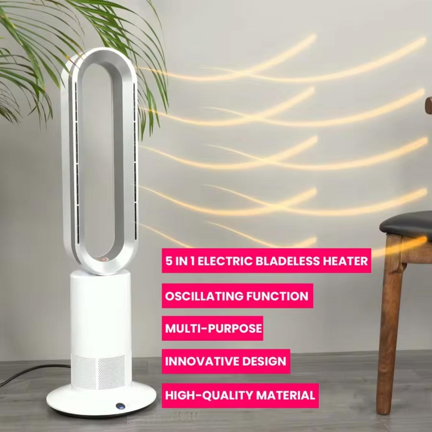 Schaufelloser Turmventilator mit 1950-Watt-Keramik-Heizelement. | Blue Chilli Electronics.