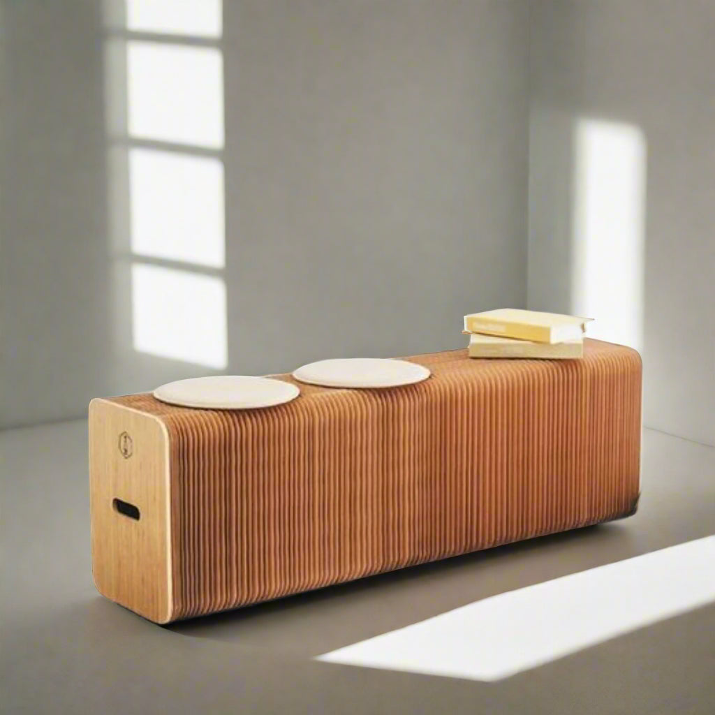 Portable seating solution: Ihpaper 3-Seater Kraft Paper Bench, foldable and easy to transport. | Blue Chilli Electronics.