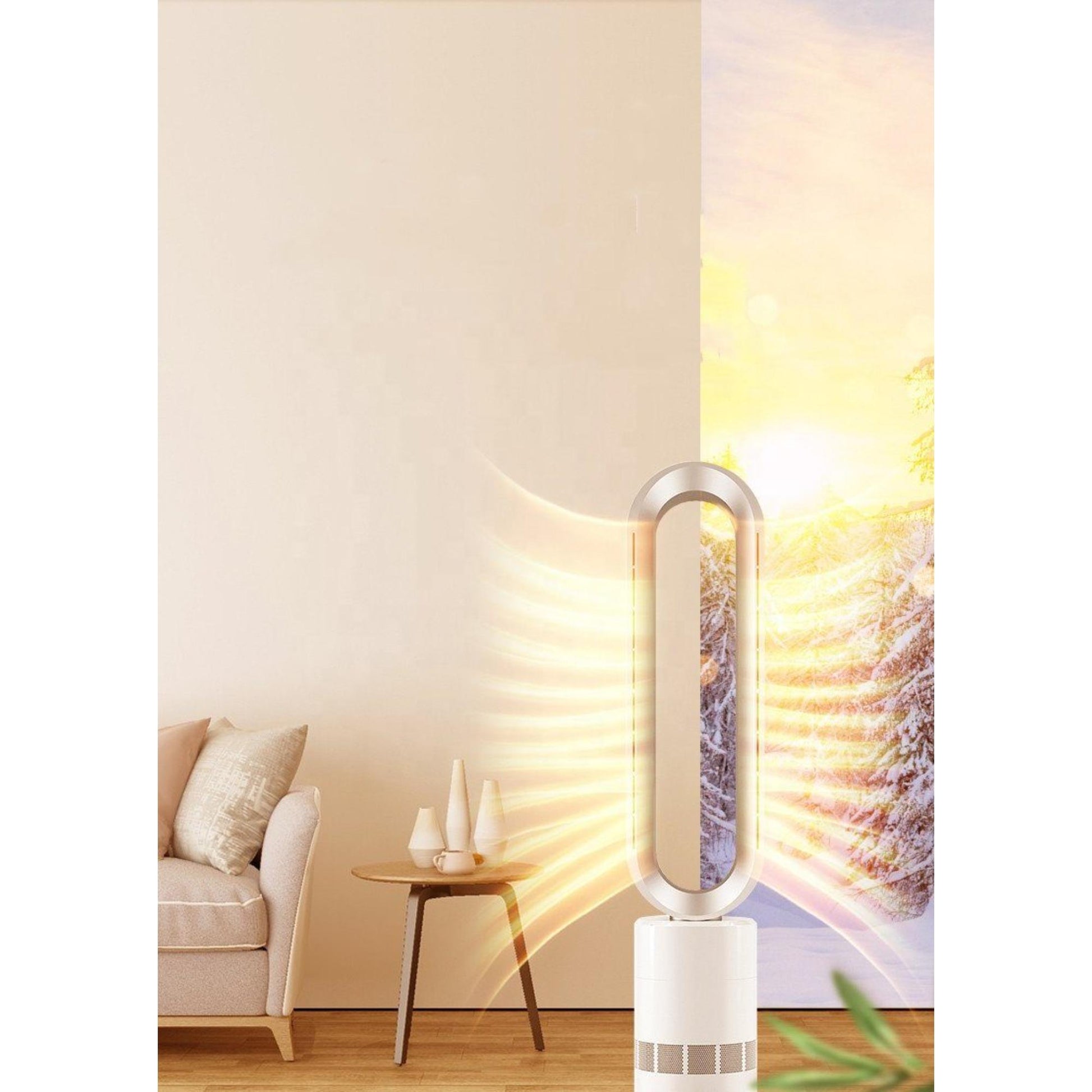 Heißer und kühler blattloser Turmventilator: Inklusive Kippschutz. | Blue Chilli Electronics.