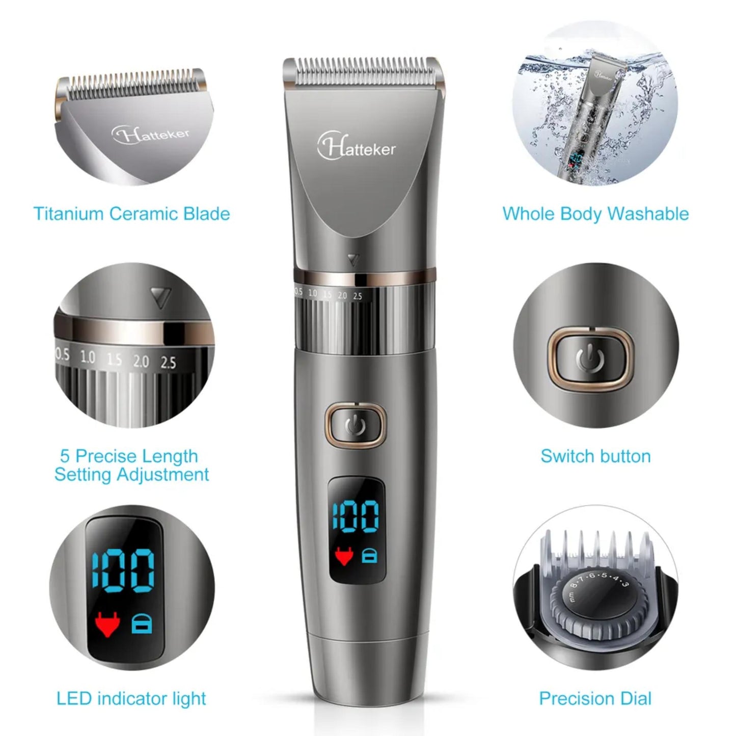Hattaker HK-69031 3-in-1-Haarschneideset für Männer: Präzisions-Keramikklinge für mühelose Schnitte. | Blue Chilli Electronics.