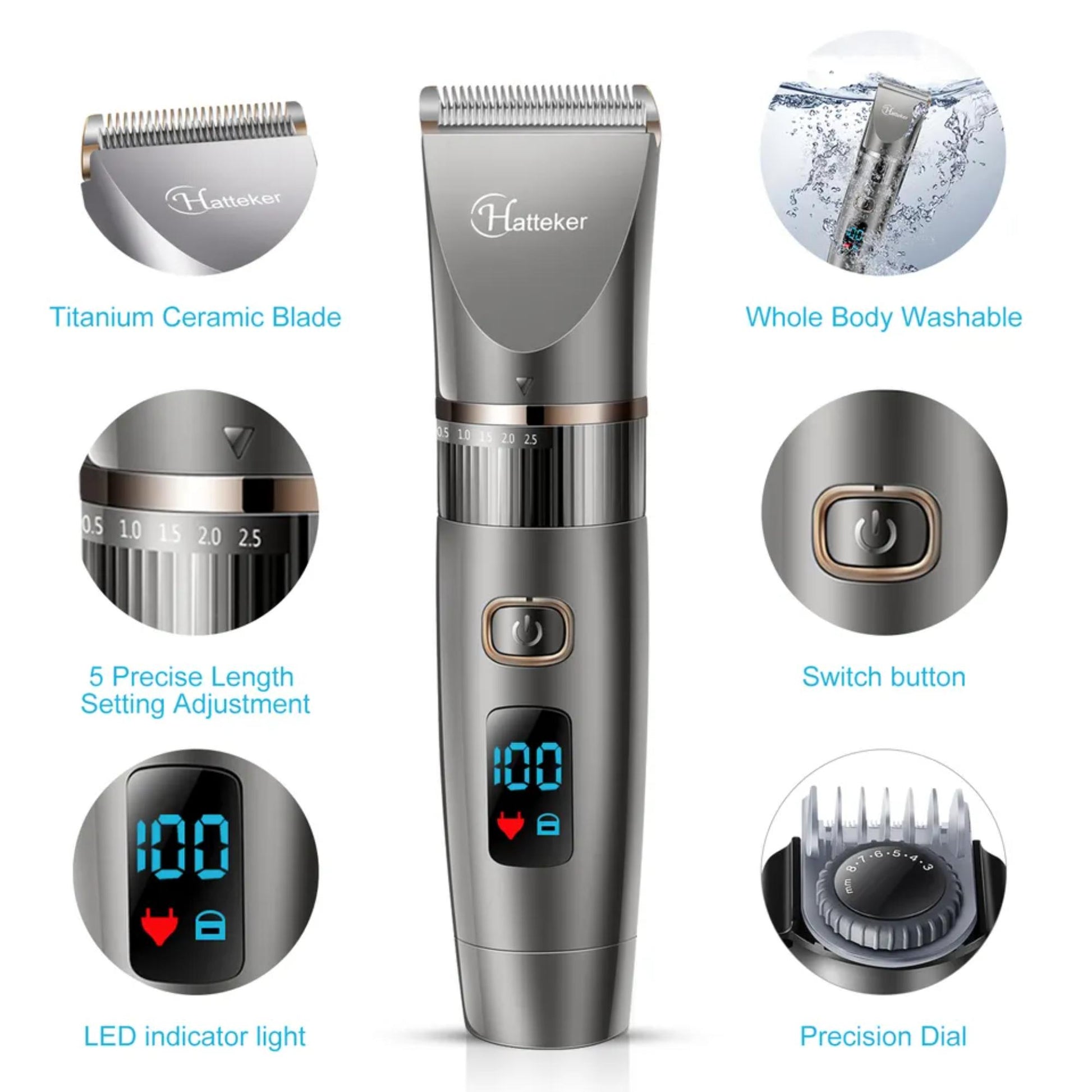 Hattaker HK-69031 3-in-1-Haarschneideset für Männer: Präzisions-Keramikklinge für mühelose Schnitte. | Blue Chilli Electronics.