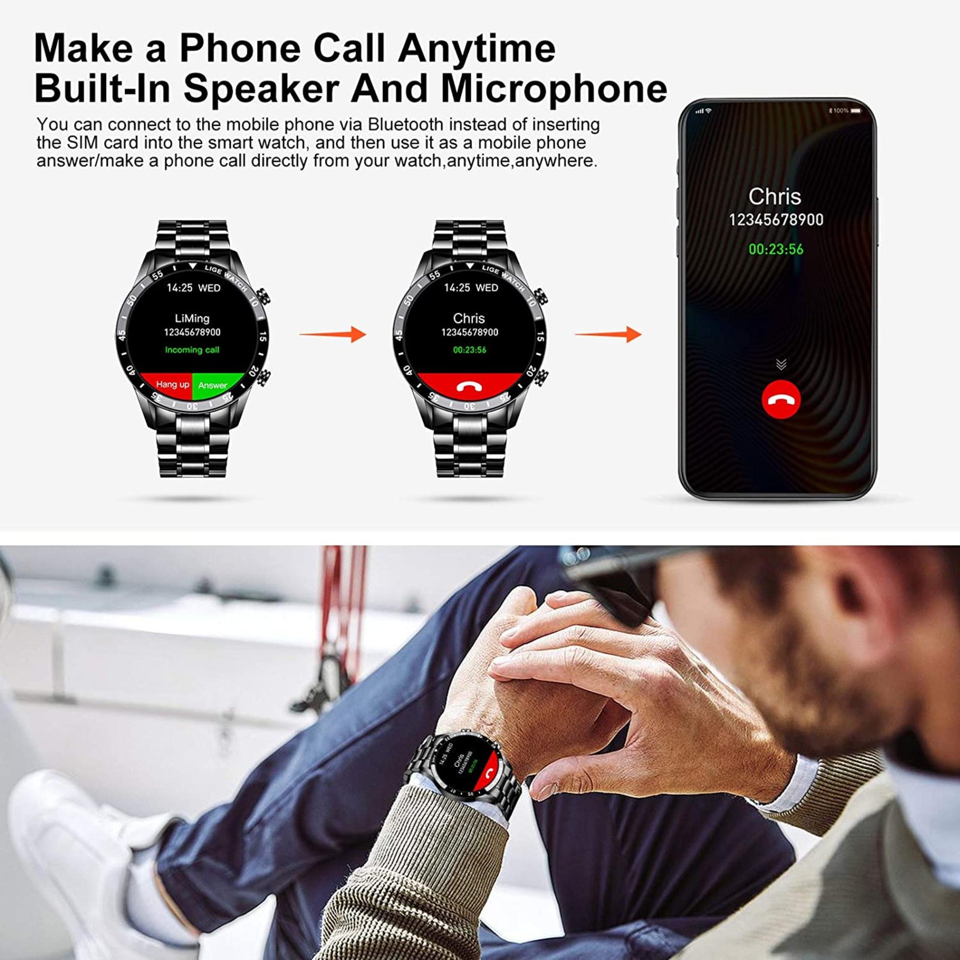 Lige BW0189 Smartwatch: Wählen Sie Anrufe mühelos mit schlankem Design und intuitiven Funktionen. | Blue Chilli Electronics.