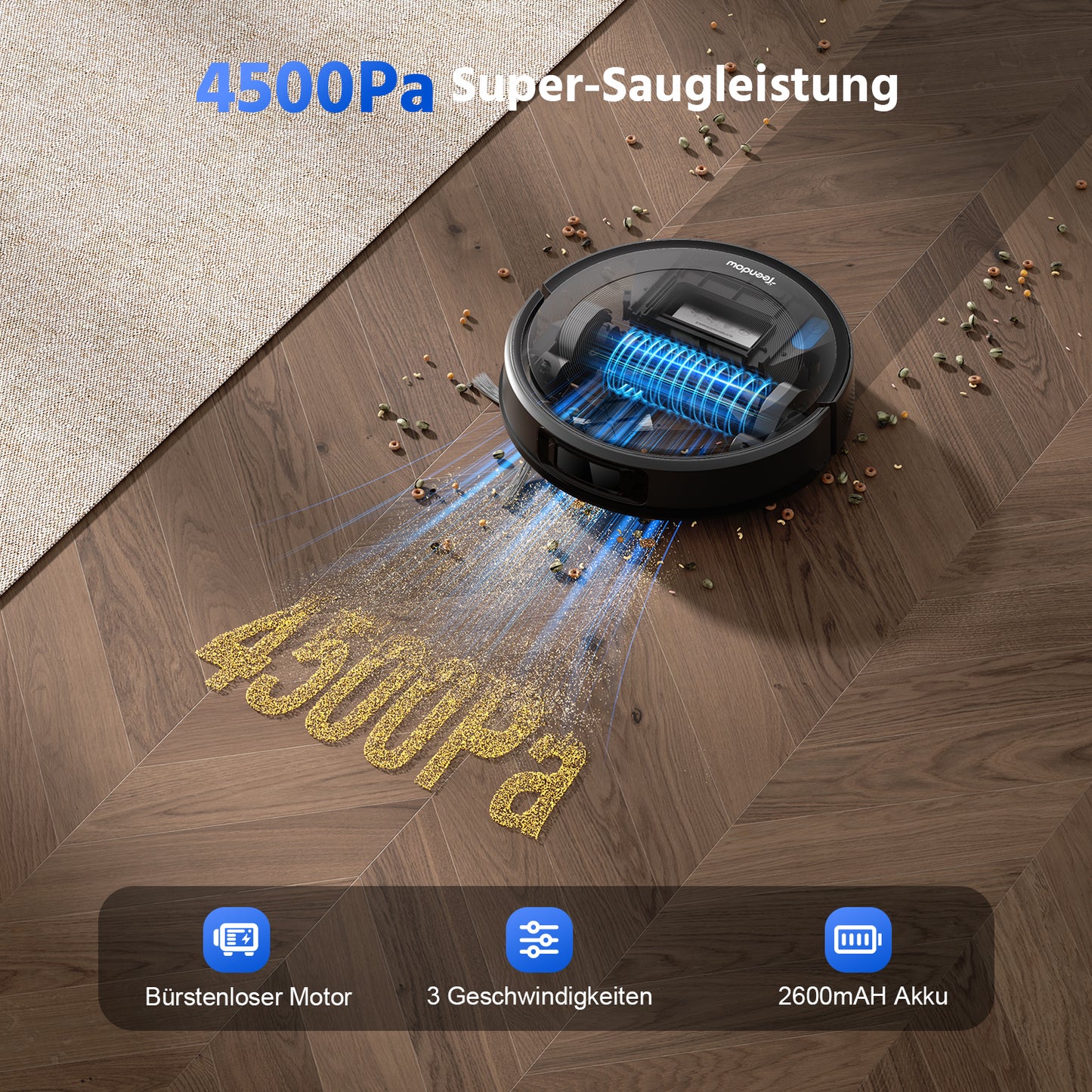 Staubsaugerroboter mit automatischer Absaugstation: 3000Pa Saugkraft, Haustierfreundlich (D10S)