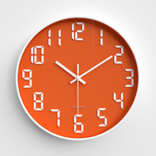 Wanduhr Orange Rund - Elegantes Design - Quarzuhr Wohnzimmer - Modern Jugendlich