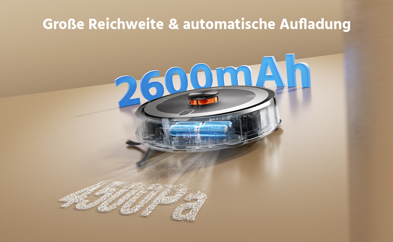 Staubsaugerroboter mit automatischer Absaugstation: 3000Pa Saugkraft, Haustierfreundlich (D10S)
