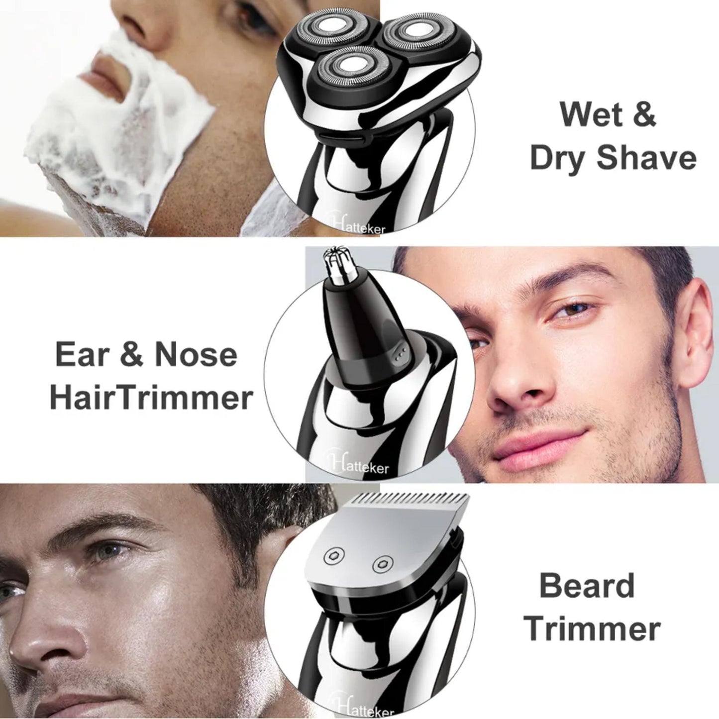 Hattaker HK-965803 Electric Shaver: Waterproof Design for Versatile Grooming. | Blue Chilli Electronics.