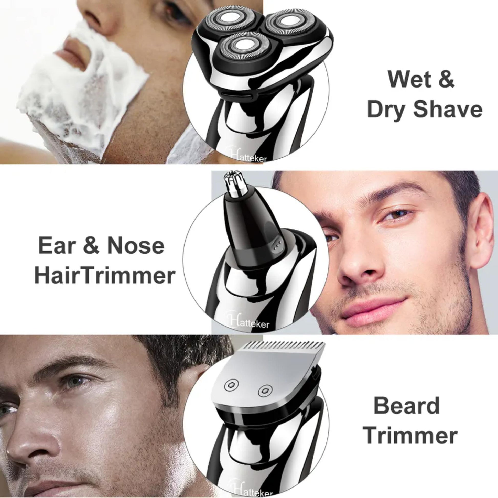 Hattaker HK-965803 Electric Shaver: Waterproof Design for Versatile Grooming. | Blue Chilli Electronics.