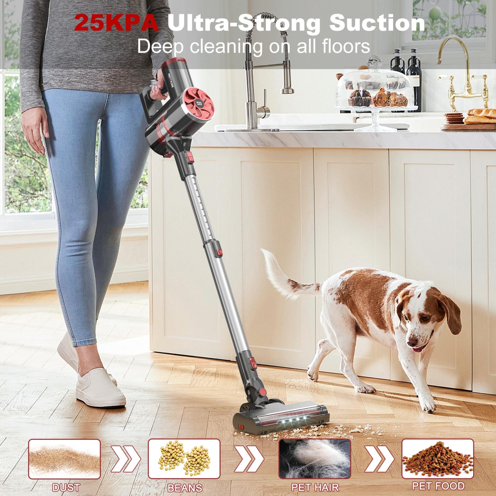 Pretty Care P4 Stick Vacuum Cleaner with 25 kPa Ultra-Strong Suction. | Blue Chilli Electronics.