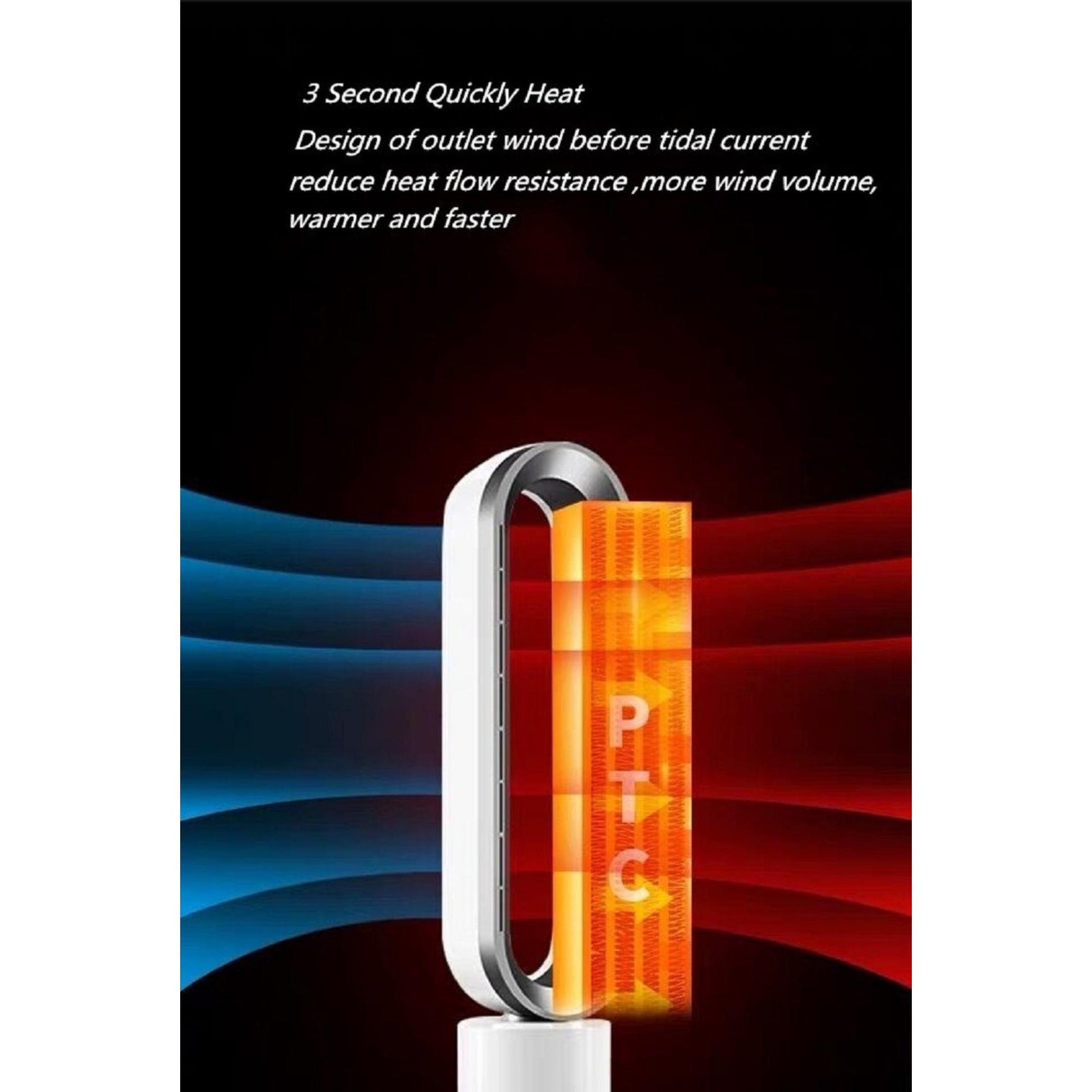 Schaufelloser Turmventilator mit 1950-Watt-Keramik-Heizelement. | Blue Chilli Electronics.