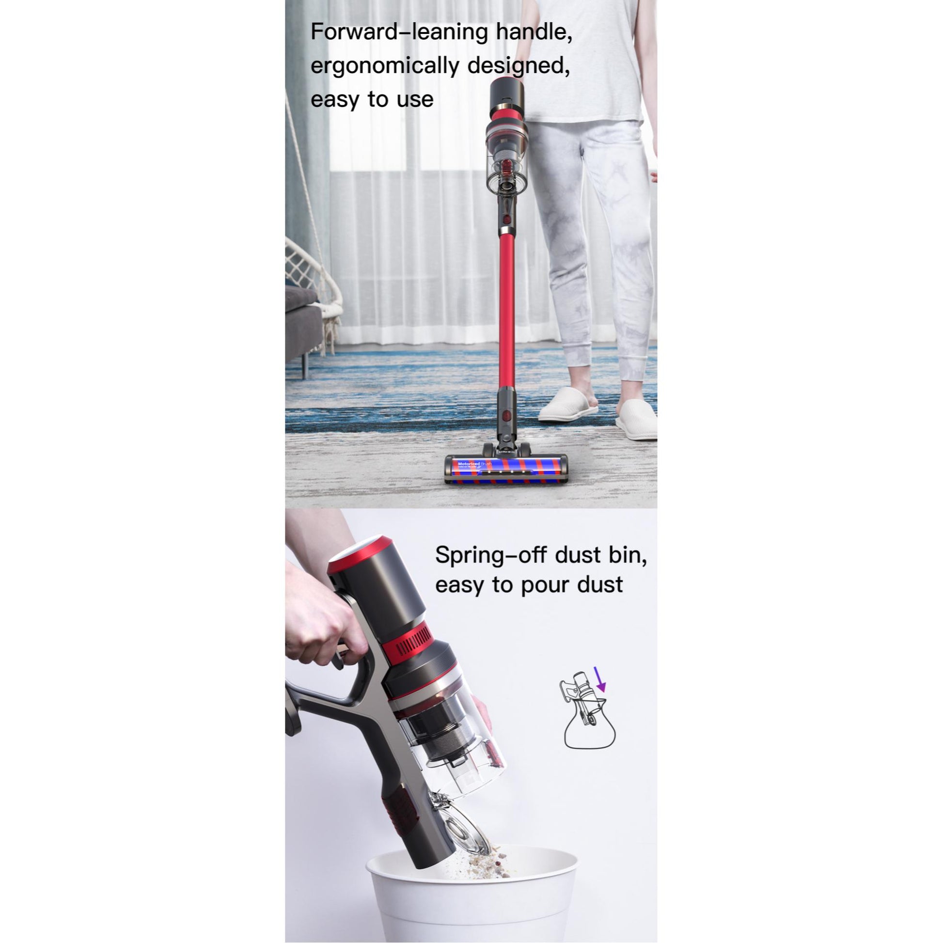 Dibea F20 Max Innovative Stick Vacuum technology, optimizing suction power for thorough dirt removal. | Blue Chilli Electronics.