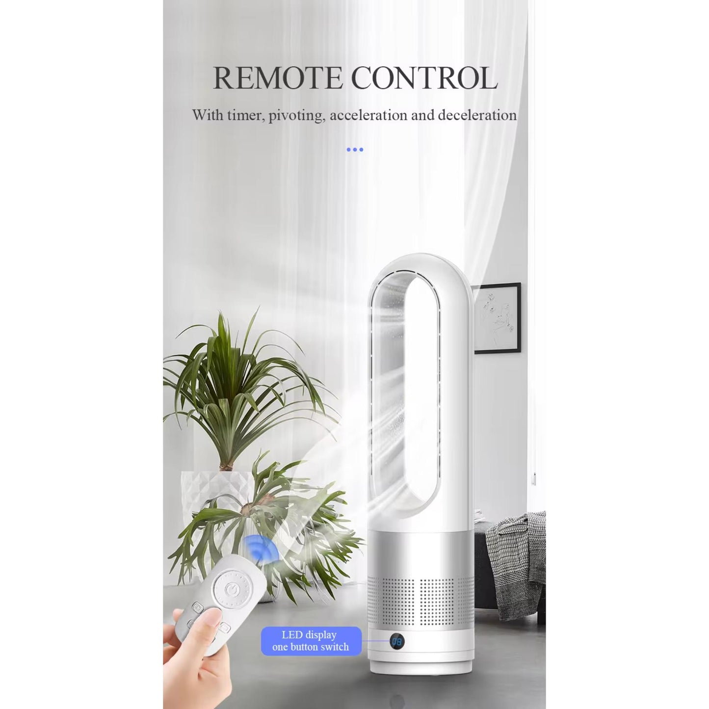 Energieeffizienter Turmventilator mit bürstenlosem Motor und HEPA-Filterung. | Blue Chilli Electronics.