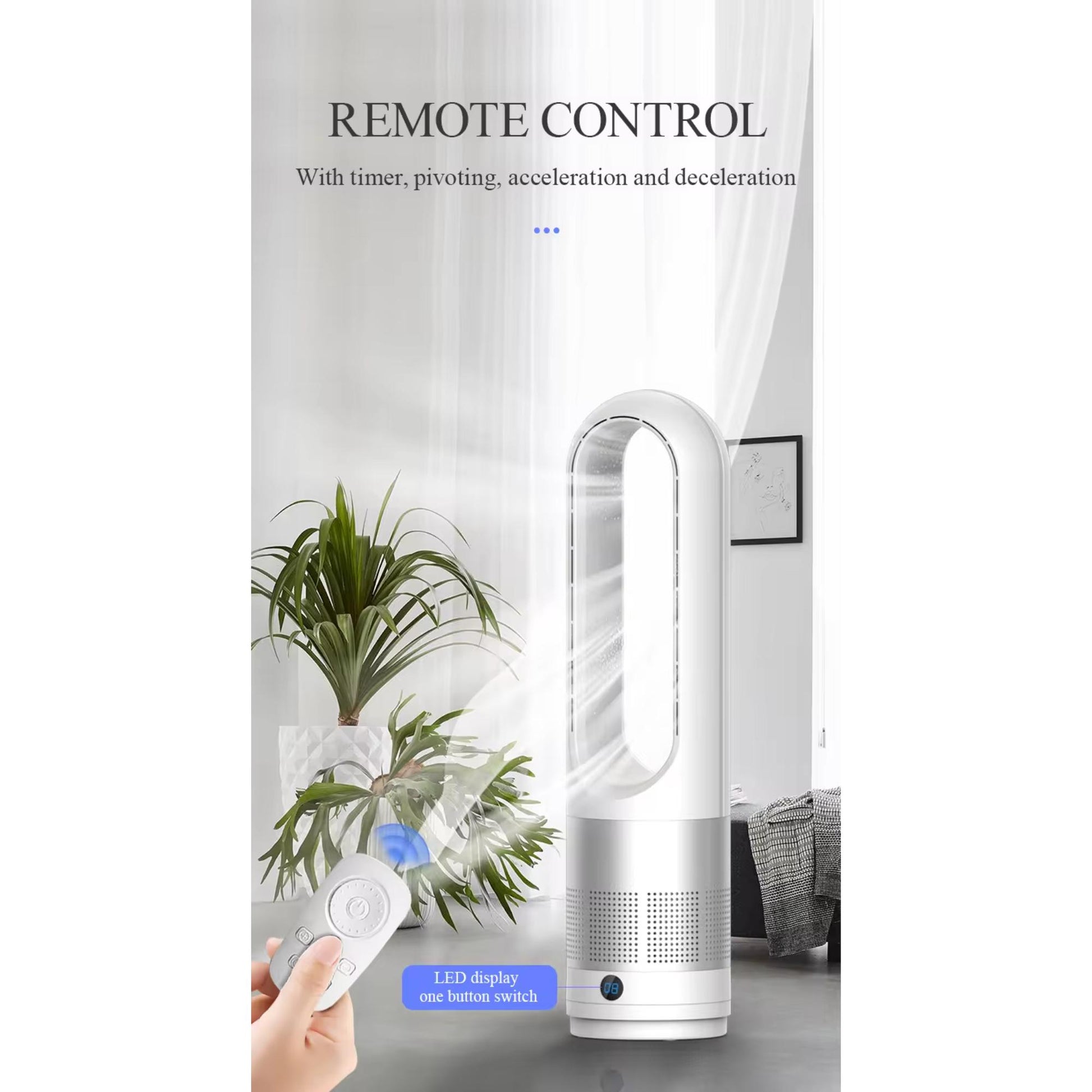 Energieeffizienter Turmventilator mit bürstenlosem Motor und HEPA-Filterung. | Blue Chilli Electronics.