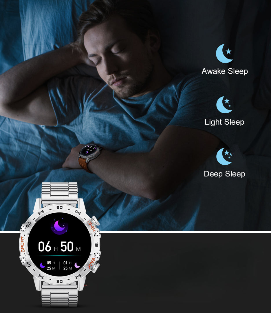 Smartwatch mit AMOLED-Display, 400mAh Akku, Bluetooth-Anruf, Herzfrequenzmessung & Sportmodi – Herren