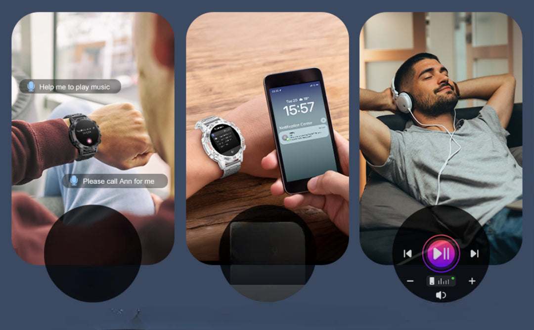 Smartwatch mit AMOLED-Display, 400mAh Akku, Bluetooth-Anruf, Herzfrequenzmessung & Sportmodi – Herren