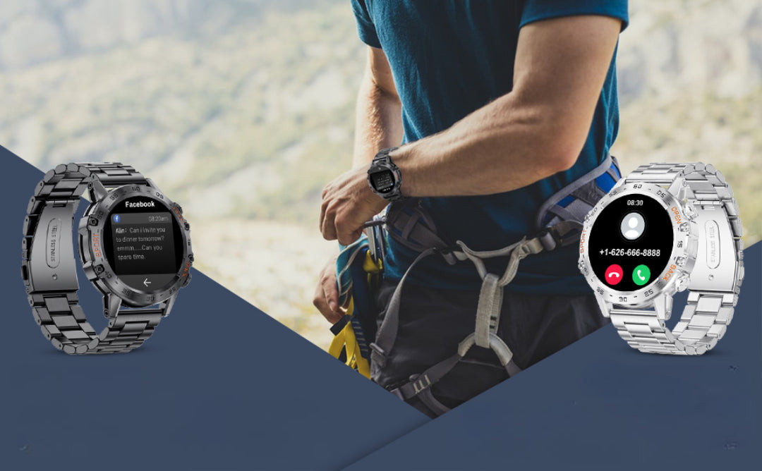 Smartwatch mit AMOLED-Display, 400mAh Akku, Bluetooth-Anruf, Herzfrequenzmessung & Sportmodi – Herren