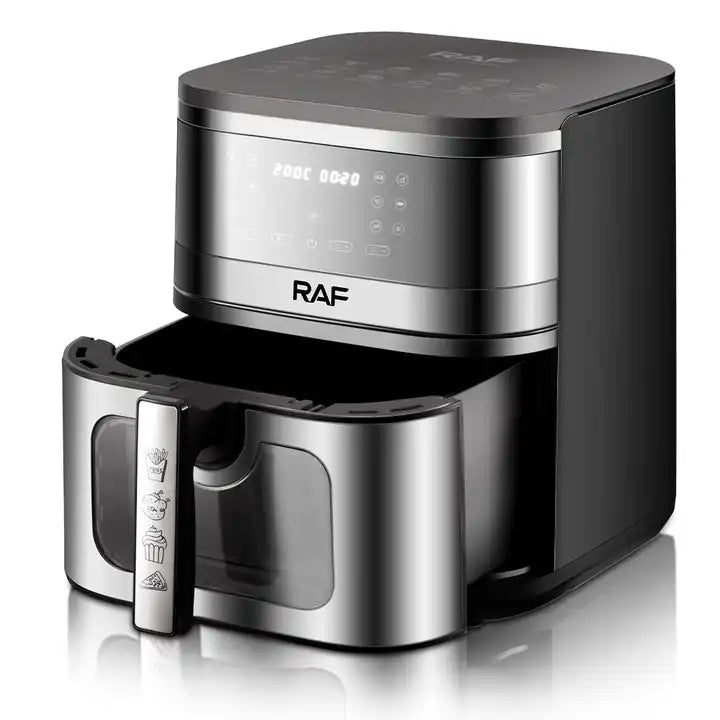 8L Edelstahl Airfryer-Ofen, Ölfrei, Digital, mit Sichtfenster