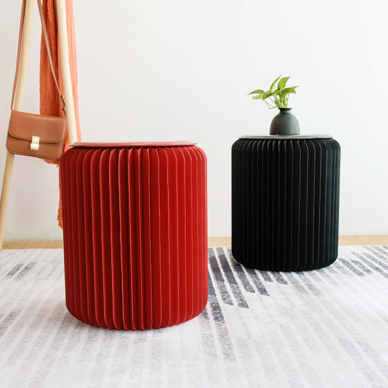 Papierhocker Faltbare Ottomane Mit Kunstleder Rundem Sitzpolster Indoor Möbel