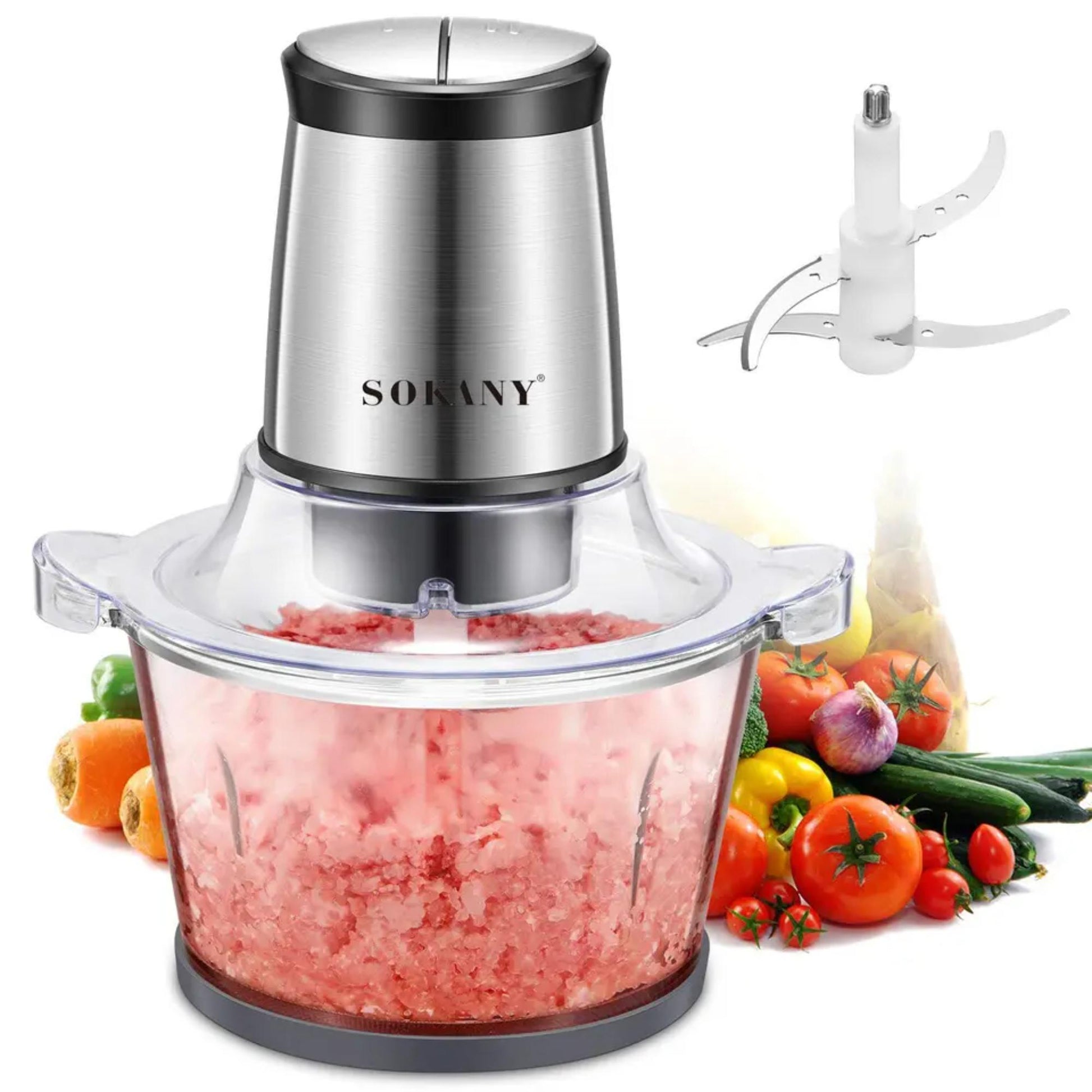 Sokany J18DE Mini Kitchen Chopper with Stainless Steel Blades. | Blue Chilli Electronics. 